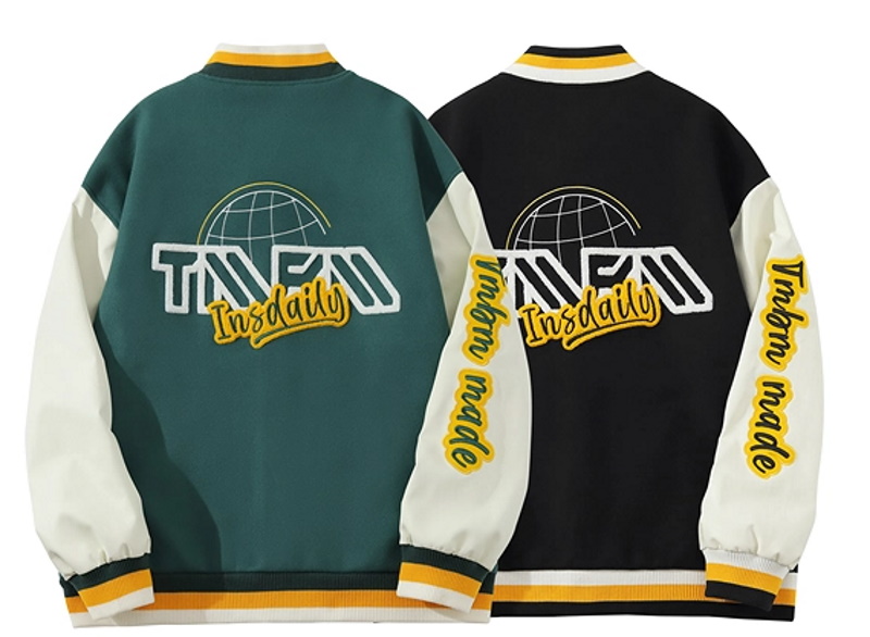 Unisex Hip hop Earth embroidery Jumper Baseball Jacket uniform