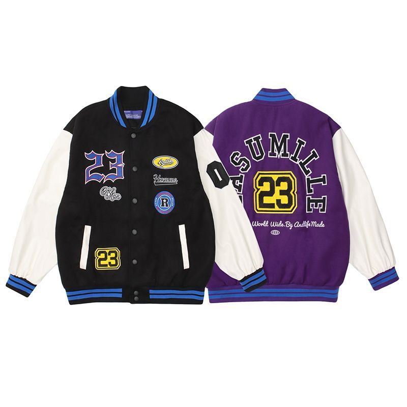 contrast color stitching digital emblem BASEBALL JACKET baseball