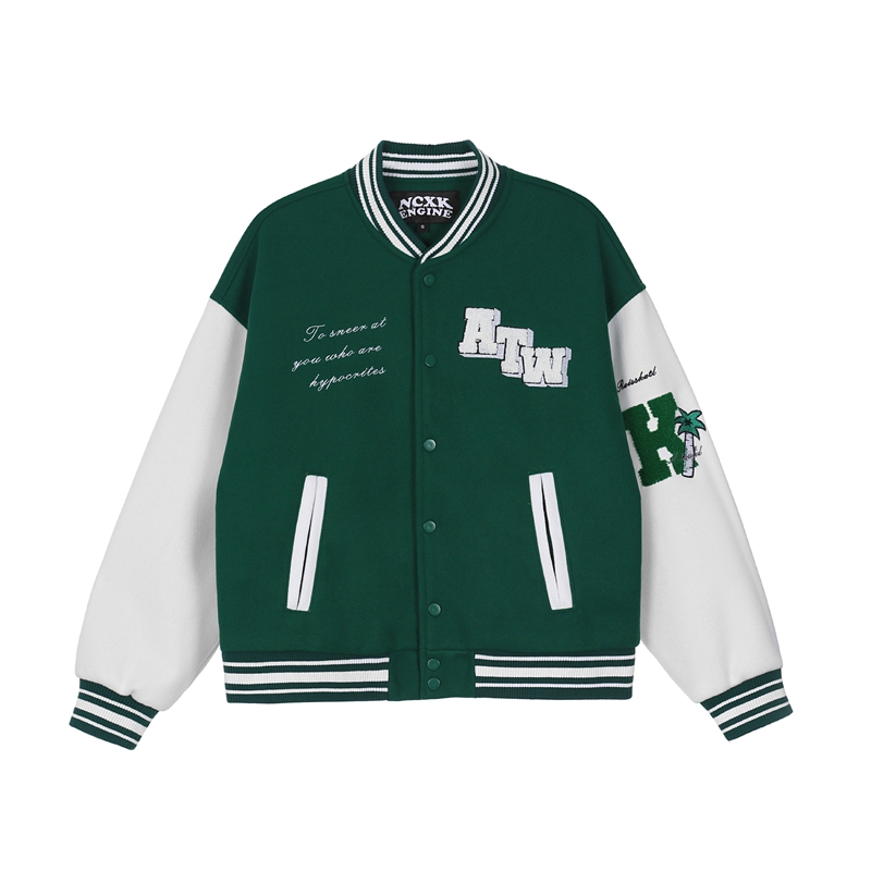 ATW & Heart Emblem leather sleeve BASEBALL JACKET baseball uniform