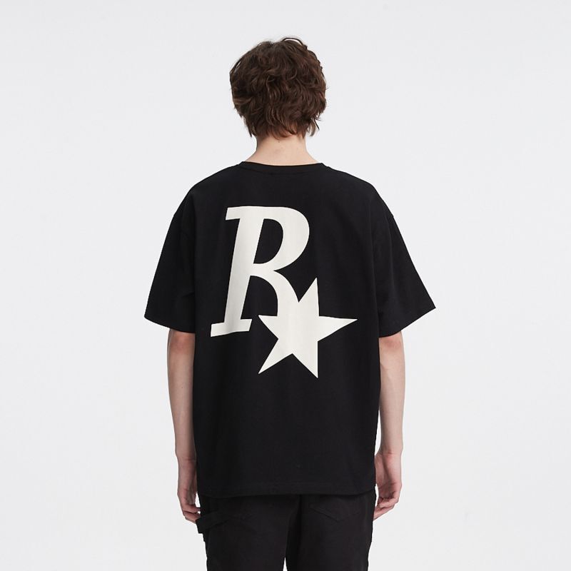 R star logo oversize t-shirt ユニセックス男女兼用R＆スターロゴ 