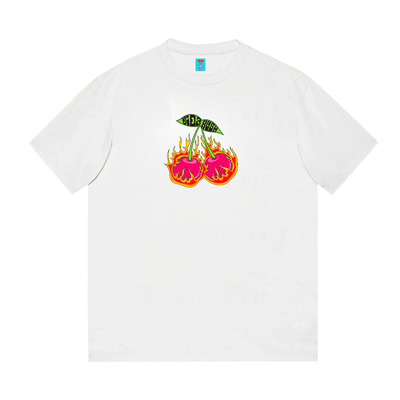 Fire big cherry Print T-shirt ユニセックス 男女兼用ファイアー