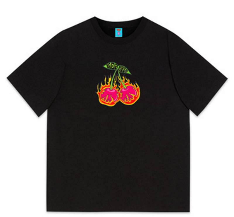 Fire big cherry Print T-shirt ユニセックス 男女兼用ファイアー