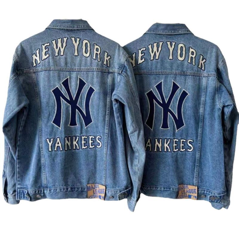 MLB NY embroidery Denim G Jean jacket blouson ユニセックス 男女 ...