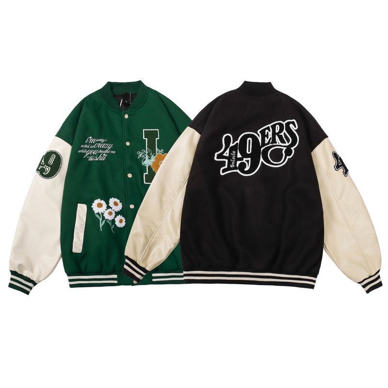 Flower & back 49 logo embroidery baseball uniform BASEBALL JACKET