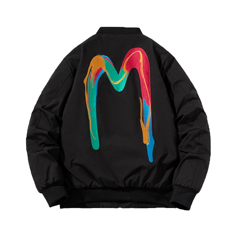 Back graphic M print bomber jacket blouson jacket baseball uniform