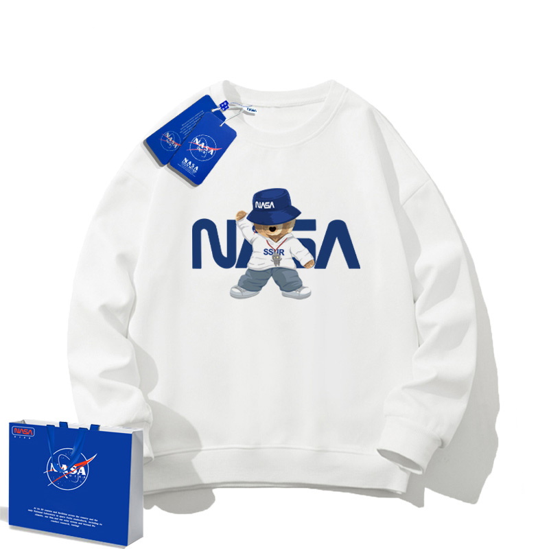 NASA×bear printing round neck sweater ユニセックス 男女兼用NASA