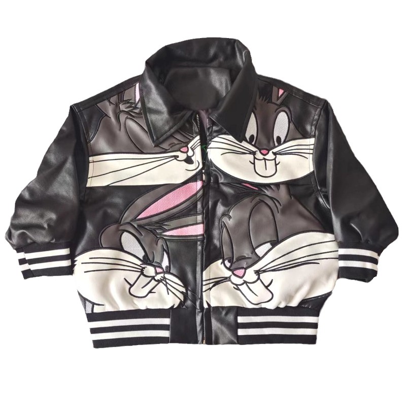 23 Bugs Bunny Leather Zip Up Jacket baseball uniform jacket 