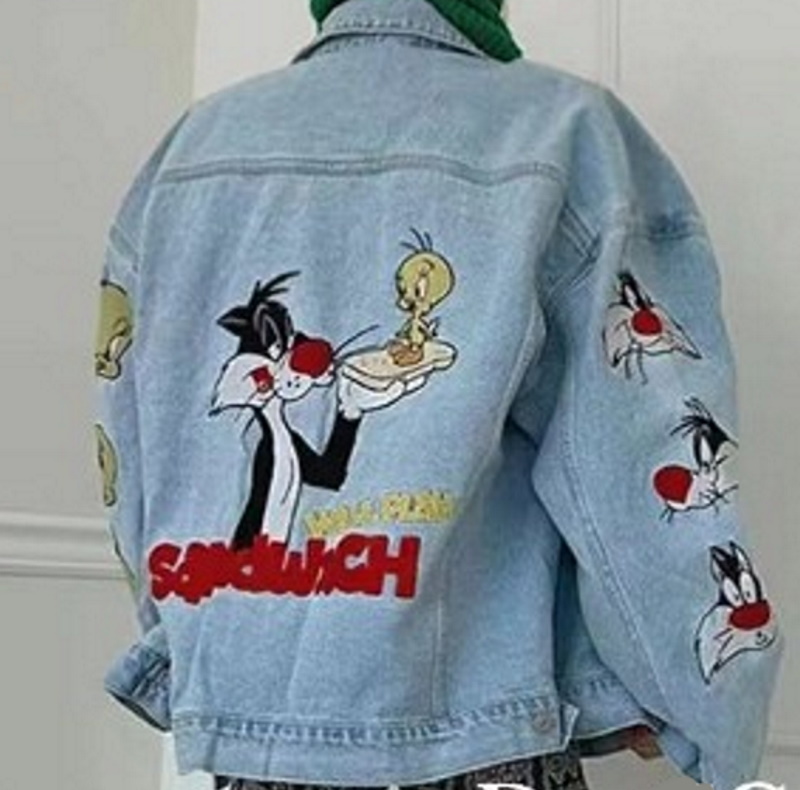 Looney Tunes Bugs Bunny Sylvester Embroidered Denim G Jean