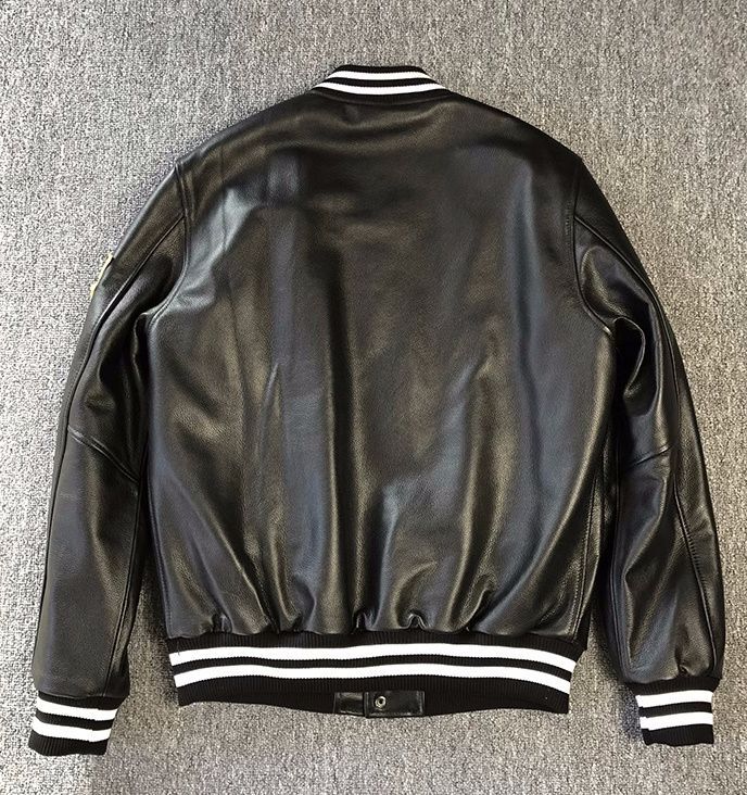 genuine leather stadium jacket baseball uniform jacket blouson MA1