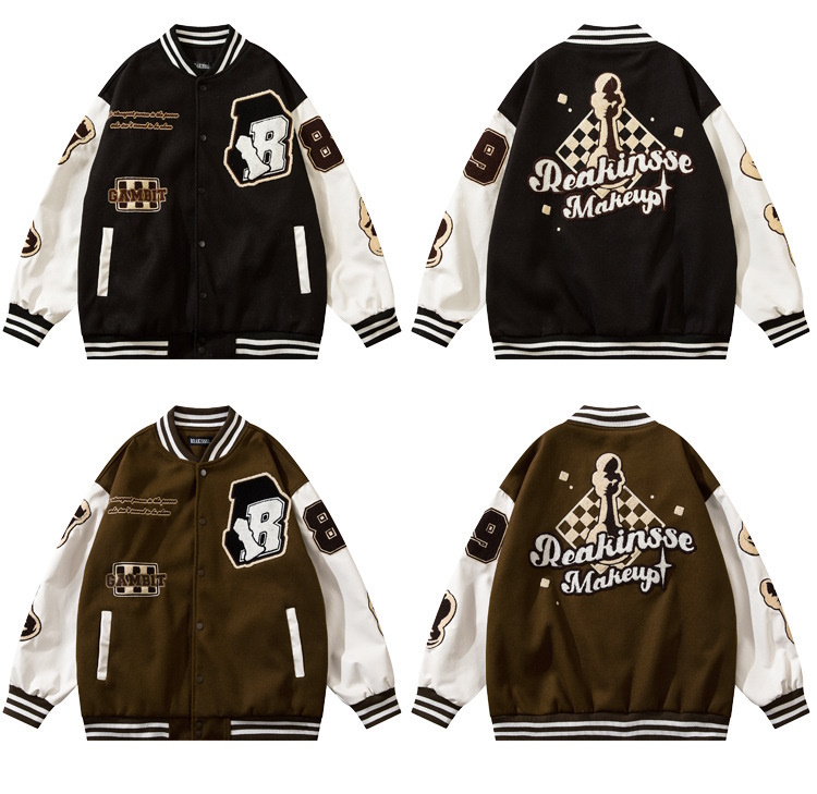 chess embroidery baseball jacket stadium jacket baseball uniform