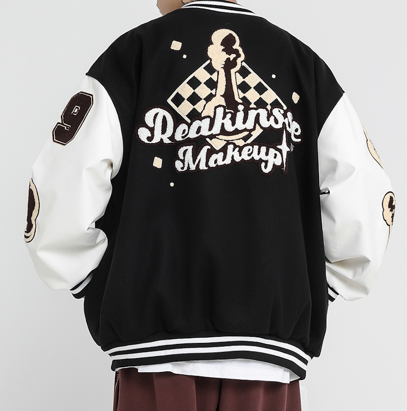 chess embroidery baseball jacket stadium jacket baseball uniform