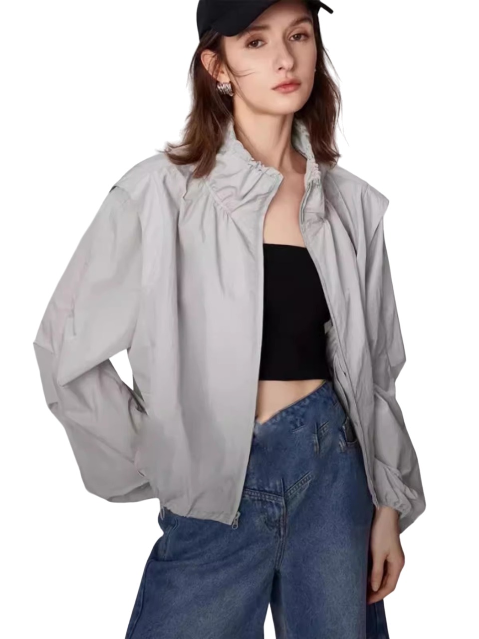 24 Urban Casual Simple Nylon Jacket for women アーバン カジュアル 